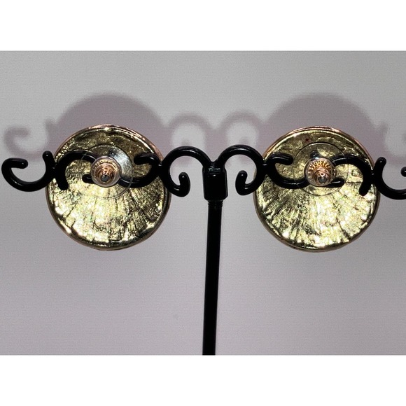 Vintage Burgundy & Gold Shield Shape Modern Earrings! - Picture 5 of 5